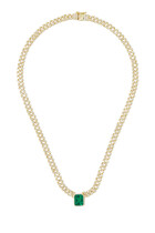 Pave Curb Chain Necklace, Gold-Plated Brass, Emerald & Cubic Zirconia
